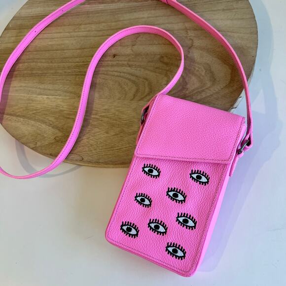Min & Mon Anastasio Pink Phone Case Embroidered Eye Crossbody Bag - Picture 16 of 16